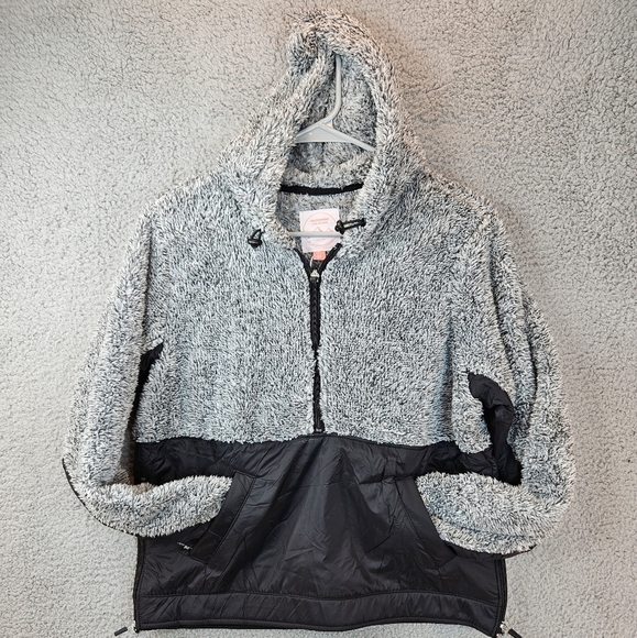 Outdoor Collection By International 26 Mixed Media Faux Sherpa Nylon Hooded - Picture 2 of 10